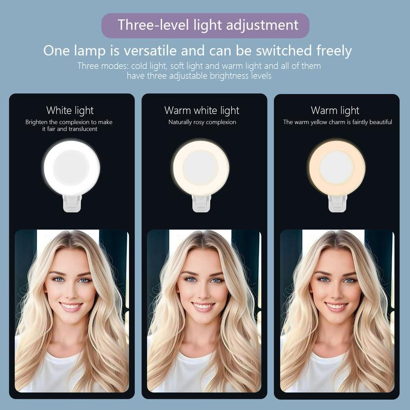 360° LED Ring Light with Mirror & Phone Holder ,3-In-1 Rechargeable Makeup Light for Live Streaming, Video Calls, Selfie (Portable, 3 Color Temperatures, Foldable),Halloween,Halloween Makeup